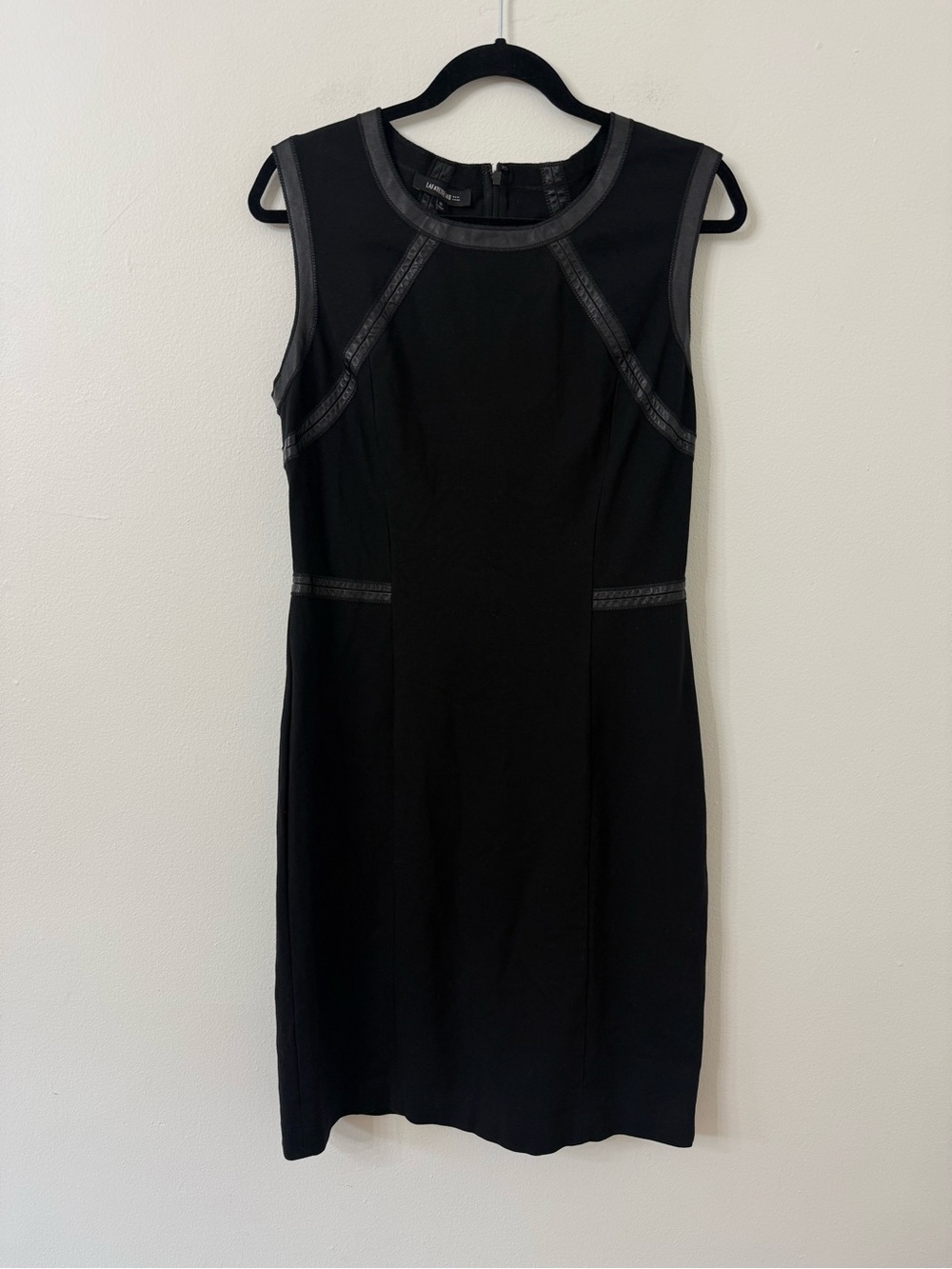 {12} Lafayette 148 Black Business Dress Leather